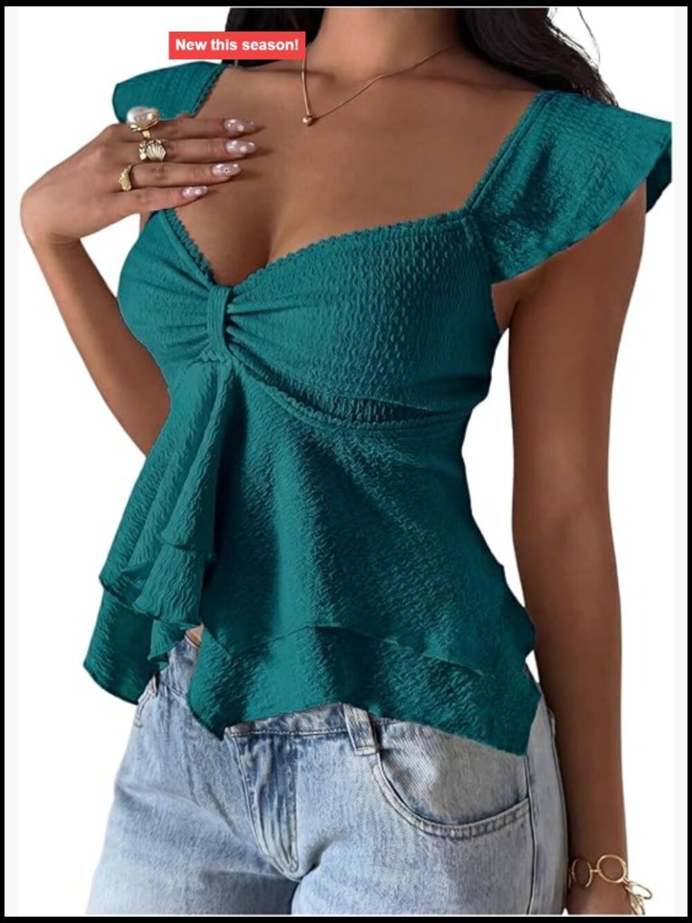 Flowy Sweetheart Neck Ruffle Crop Tank Top